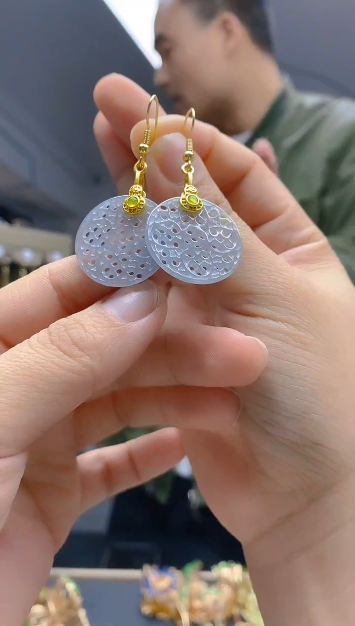 【闪购商品】翡翠耳饰合金380翡翠耳钩