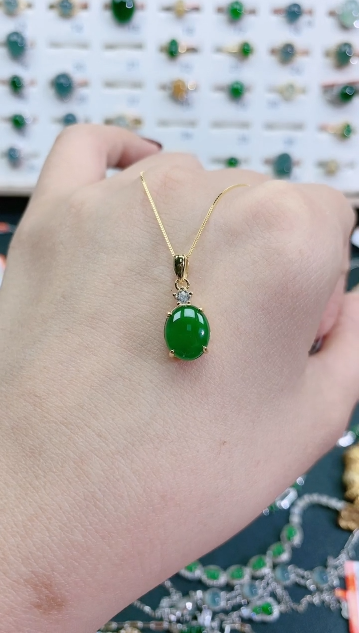 翡翠银S925镶嵌颈饰天然翡翠