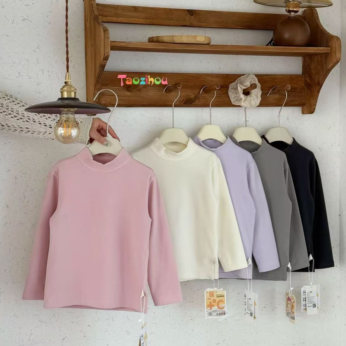 TZH  2025秋冬季儿童时尚百搭纯色系舒适打底T恤  5254