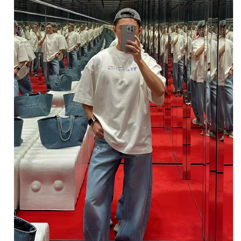 【原版面料 天花板 】压力山大的老王  斑驳字母短袖男女款