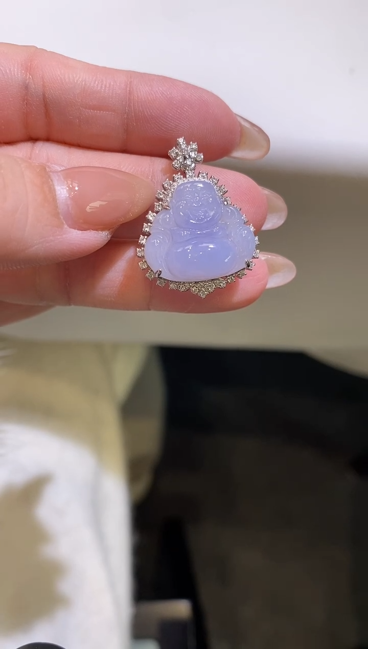 吊坠(不含链)18K金镶嵌翡翠佛公