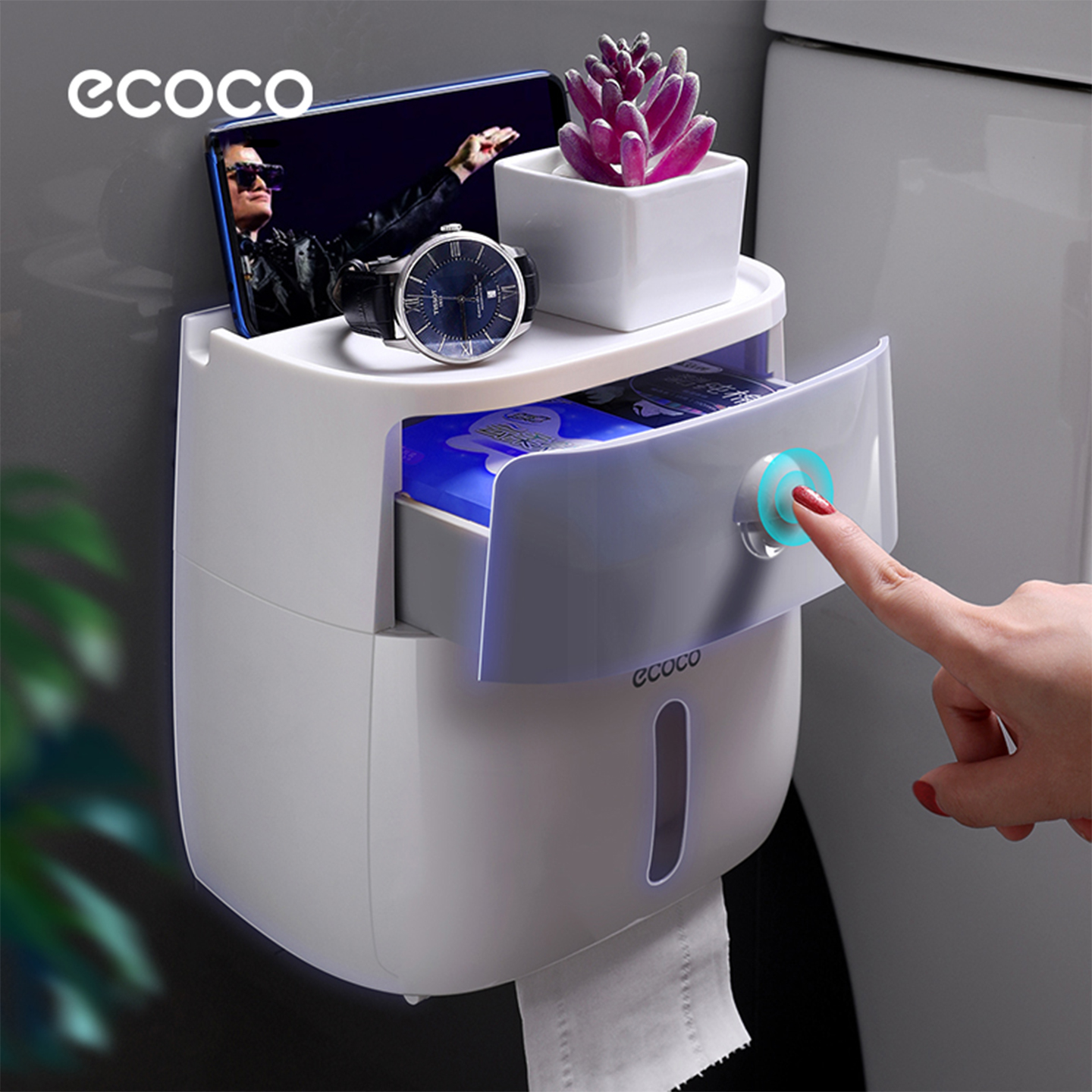 卫生间防水纸巾盒免打孔厕纸抽纸盒壁挂式洗脸巾洗手间收纳盒卷纸