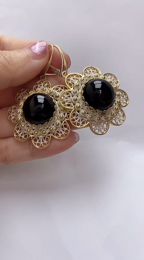 【闪购商品】琥珀裸石银S925镶嵌血珀耳坠