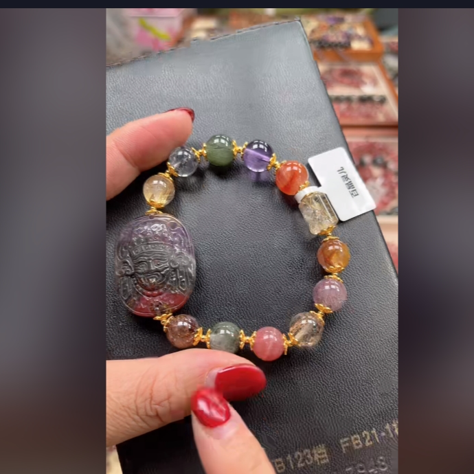 【百晶灵儿】天然水晶极光23扎基拉姆手串定制款