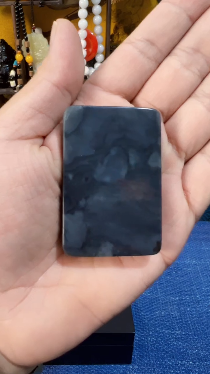 和田玉未镶嵌挂件和田 青花山水画（飞铃文玩）