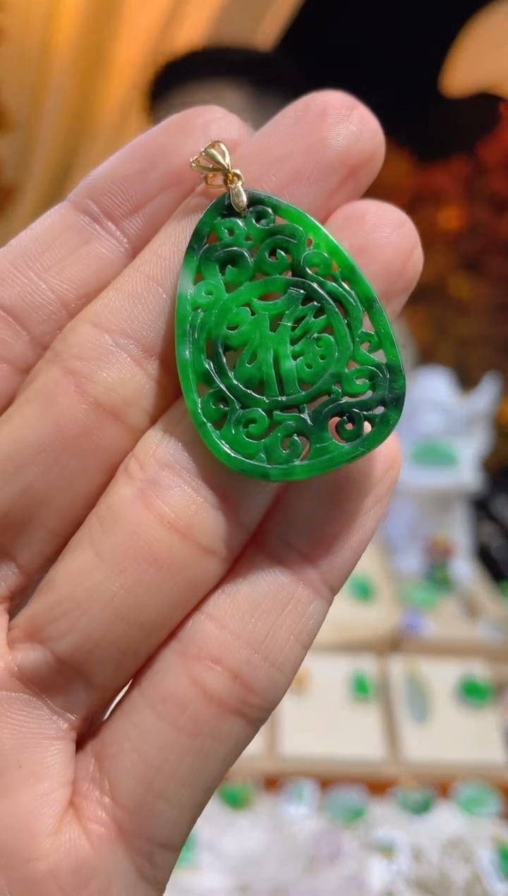 【闪购商品】翡翠颈饰18K金镶嵌假一赔三