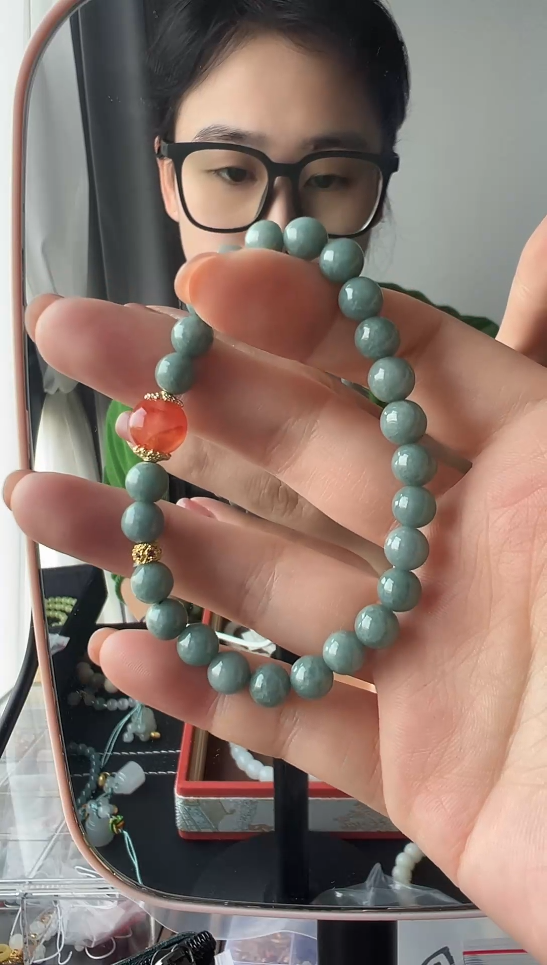 【闪购商品】翡翠手串未镶嵌豆种蓝水翡翠手串