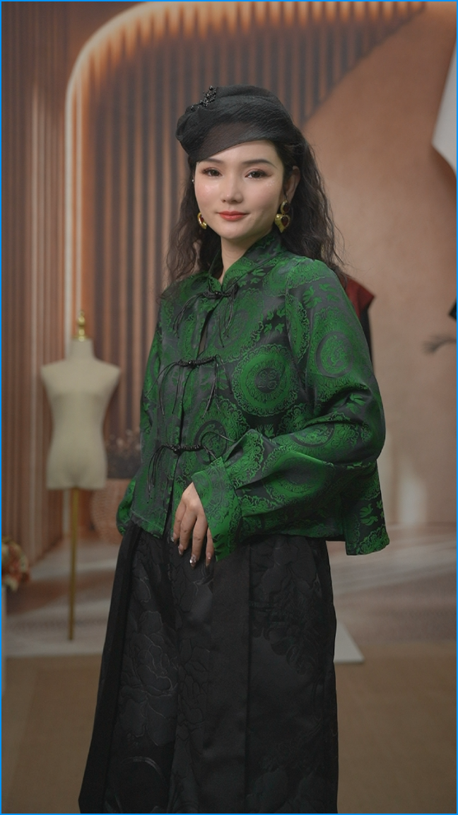 【两色】新中式小欢喜复古衬衫提花中式花鸟立领对襟正肩外套长袖