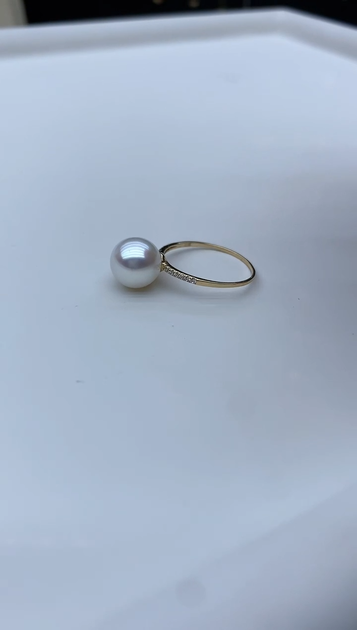 【闪购商品】海水珍珠戒指18K金镶嵌9-10mm