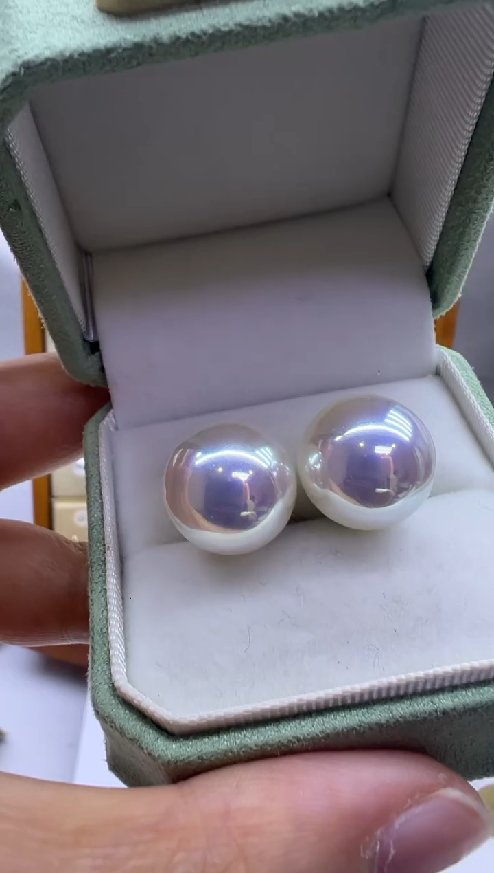 银S925镶嵌耳饰淡水珍珠450