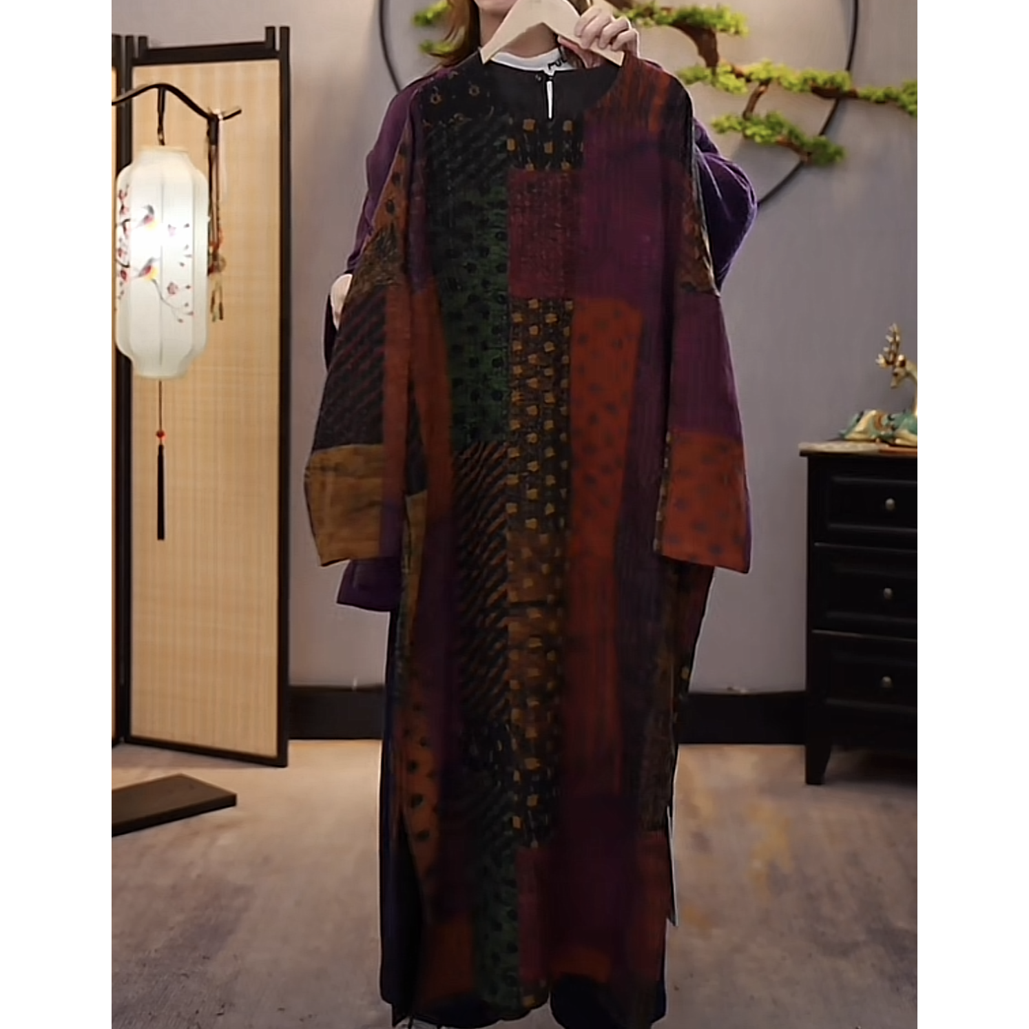 【千奈莉】50姆米长丝正绢长款时尚双穿连衣裙YJ197