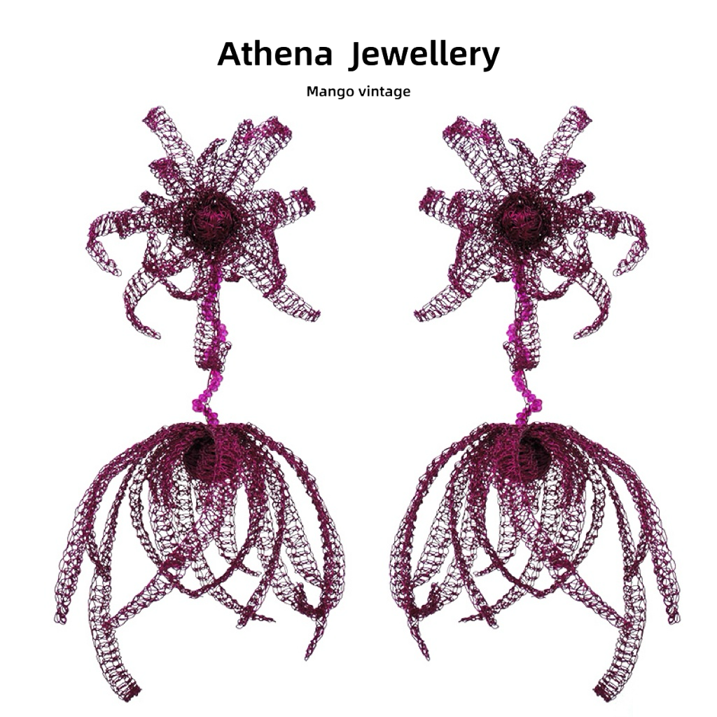 铜合金耳饰 BSU紫水母耳钉复古简约100