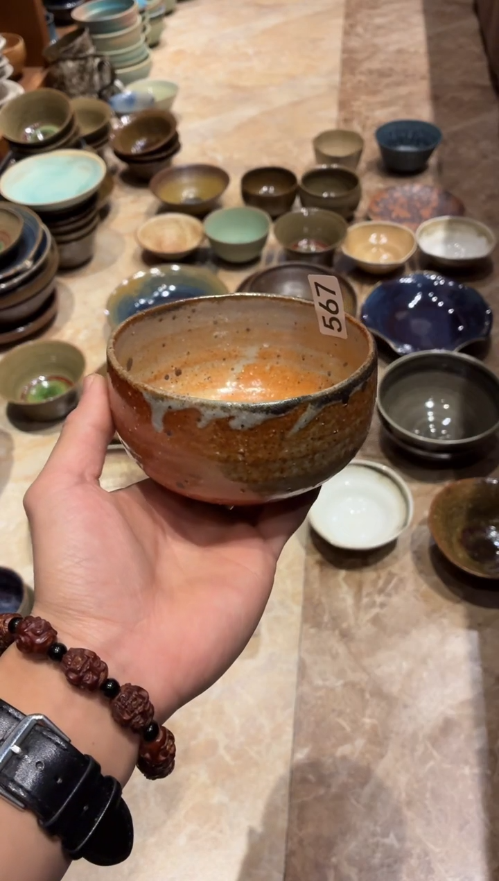 瓷片南*?567  雪志野手工椰壳碗1个