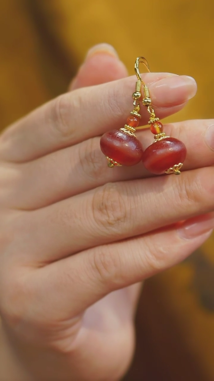 【闪购商品】玛瑙/玉髓耳环未镶嵌多样性发其一