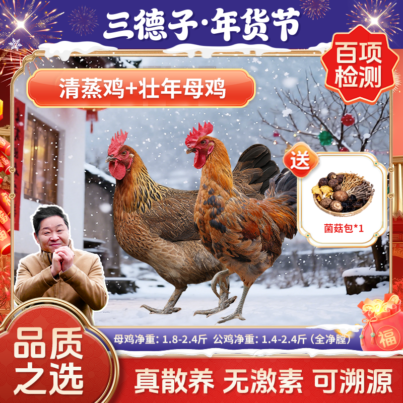 三德子【母子组合】壮年母鸡+清蒸鸡童子鸡散养跑山鸡土鸡童子鸡