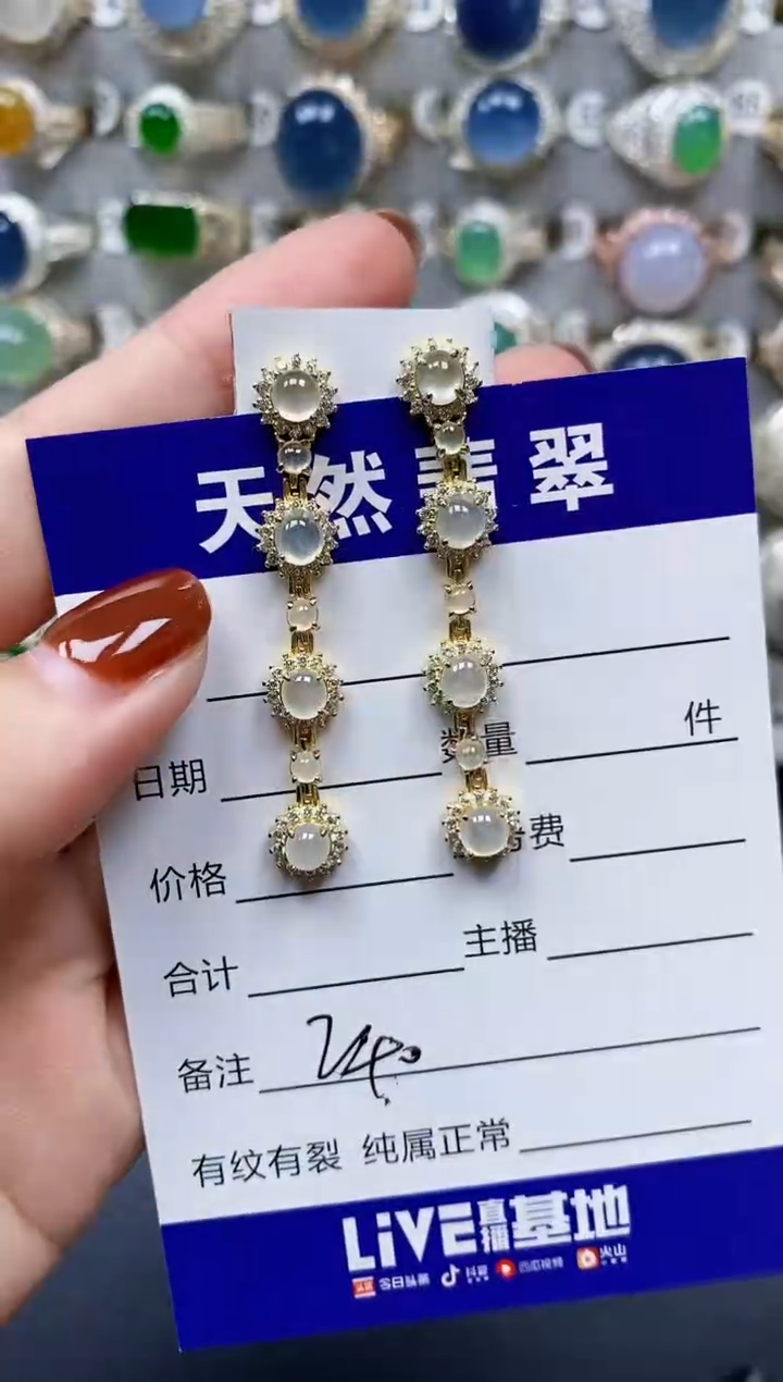 翡翠银S925镶嵌耳饰240