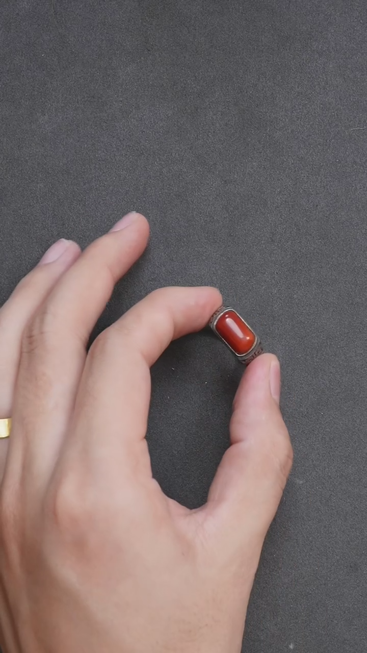 【闪购商品】南红玛瑙戒指银S925镶嵌南红戒指开口戒