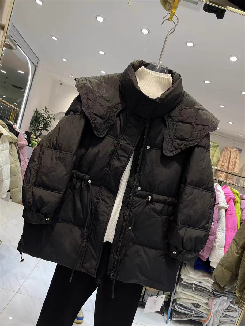 娃娃领羽绒服中长