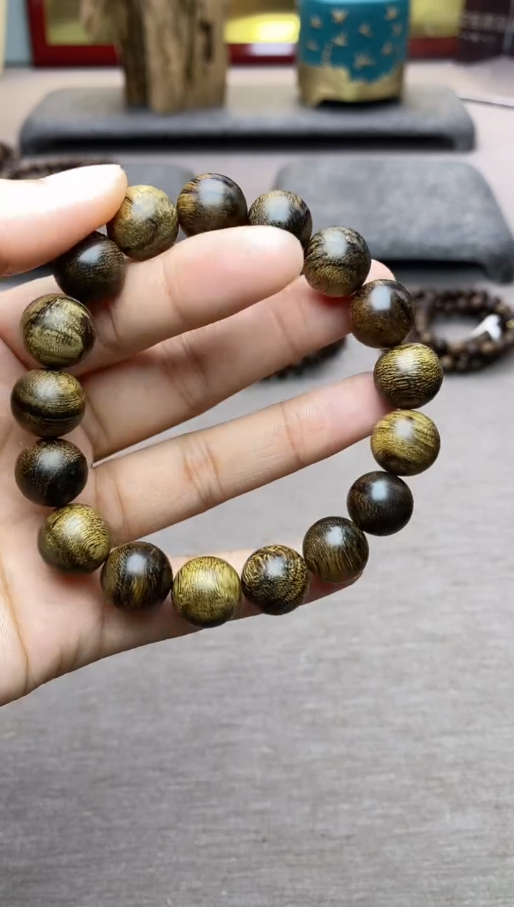 【闪购商品】沉香手串越南芽庄白棋楠留疤玉化料1.2单圈