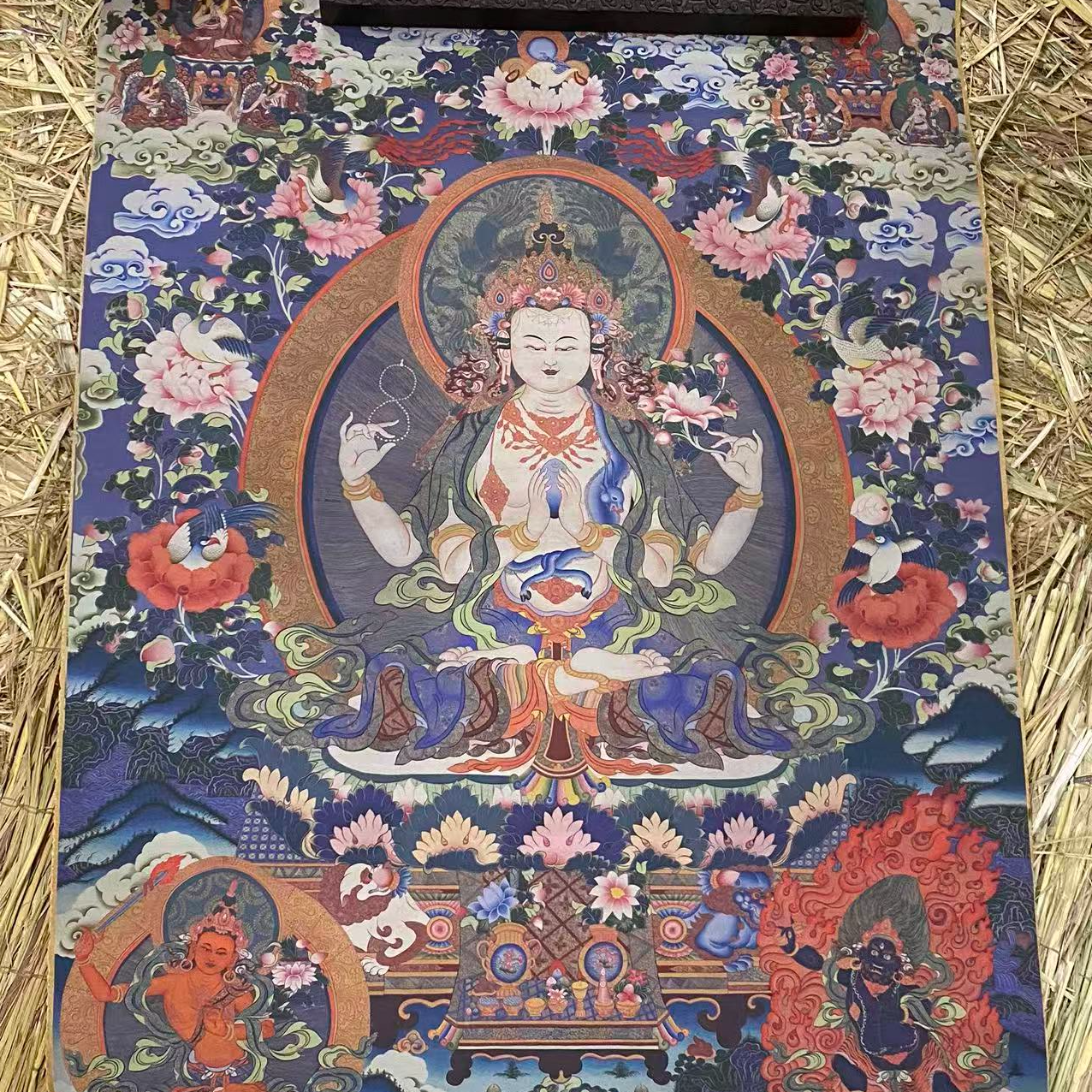 高端精品四臂观音绘画类唐卡AA116