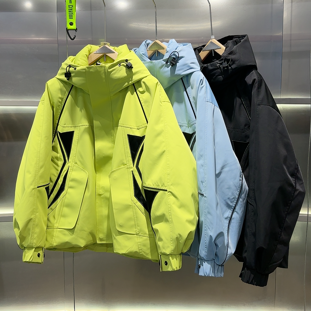 570 素劲Y 潮牌男女冬季户外冲锋拼接连帽羽绒服外套 YR98003