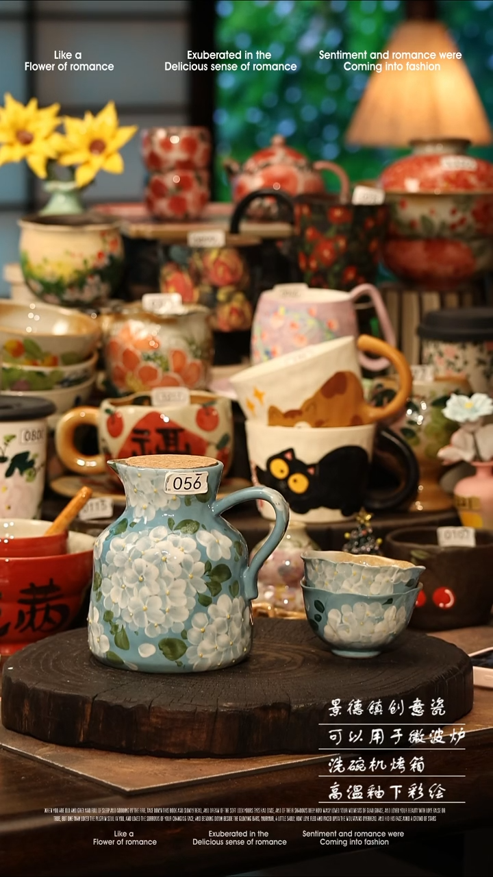 陶瓷景德镇高温釉下彩手工手绘款式@A0056@