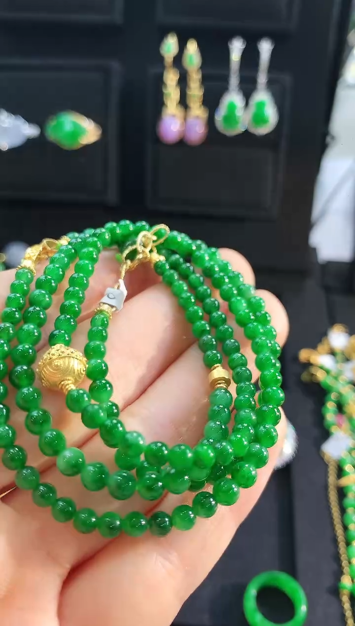 【闪购商品】翡翠颈饰18K金镶嵌珠串