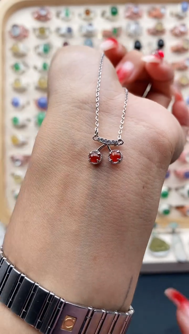 【闪购商品】翡翠颈饰银S925镶嵌缅甸天然A货翡翠333  4+