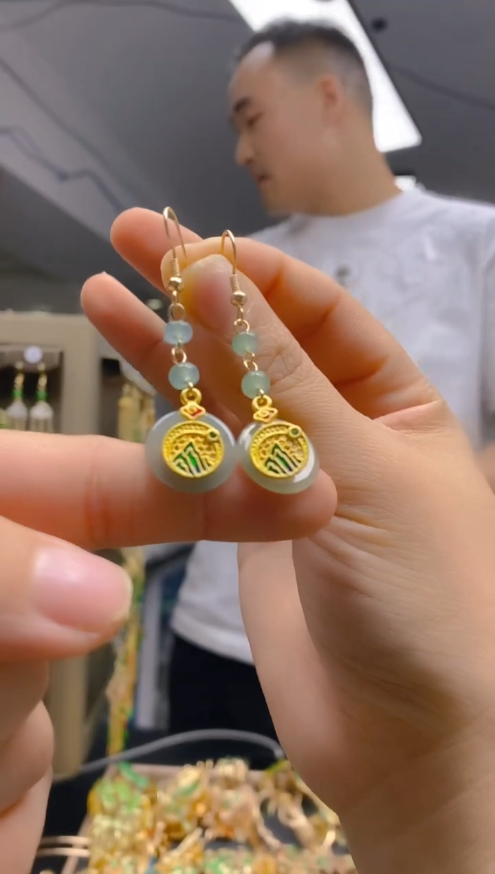 【闪购商品】翡翠耳饰合金0396翡翠耳钩