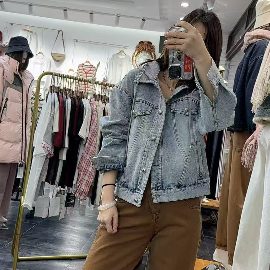 实体店常活帽可拆卸帽牛仔外套春季新款减龄韩范小清新百搭上衣女
