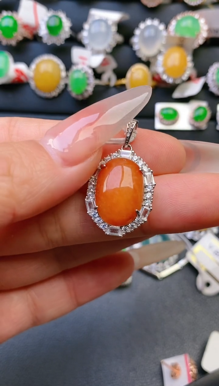 【闪购商品】翡翠戒指银S925镶嵌天然A货翡翠1