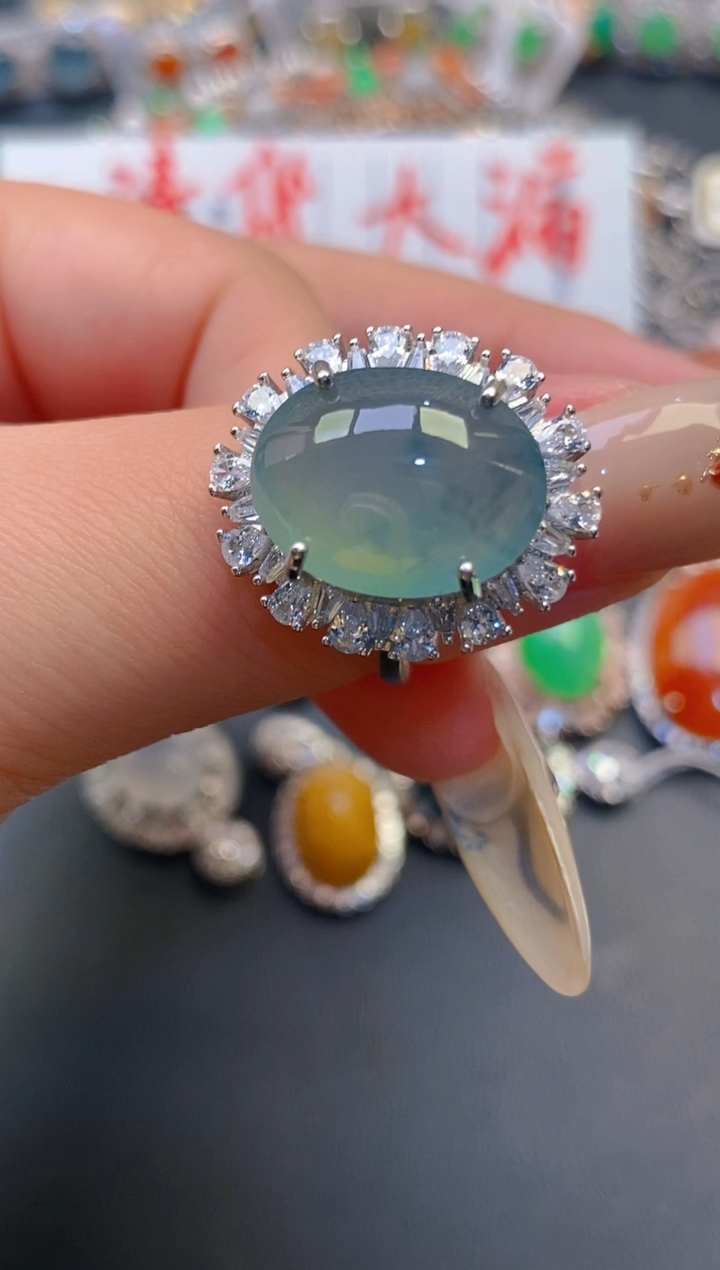 【闪购商品】翡翠耳饰银S925镶嵌天然A货翡翠1