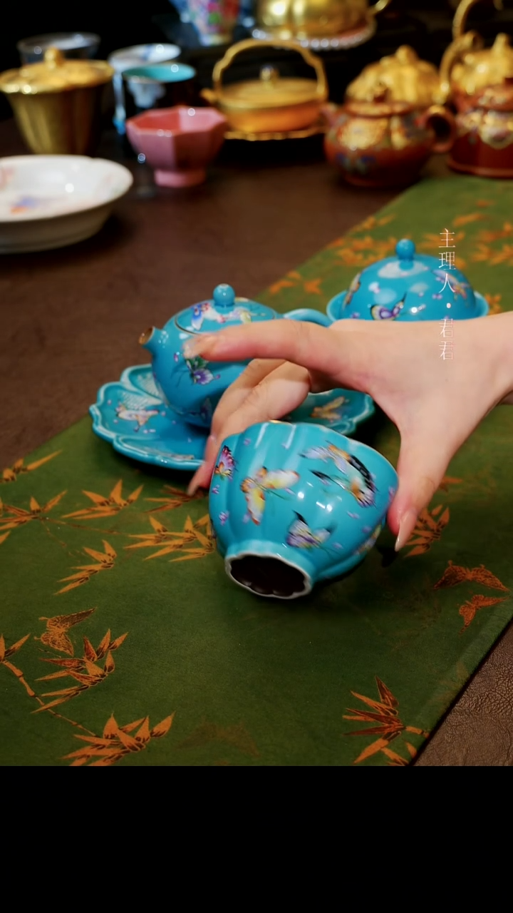 茶杯紫砂【宜景窑松石蓝系列】贝壳