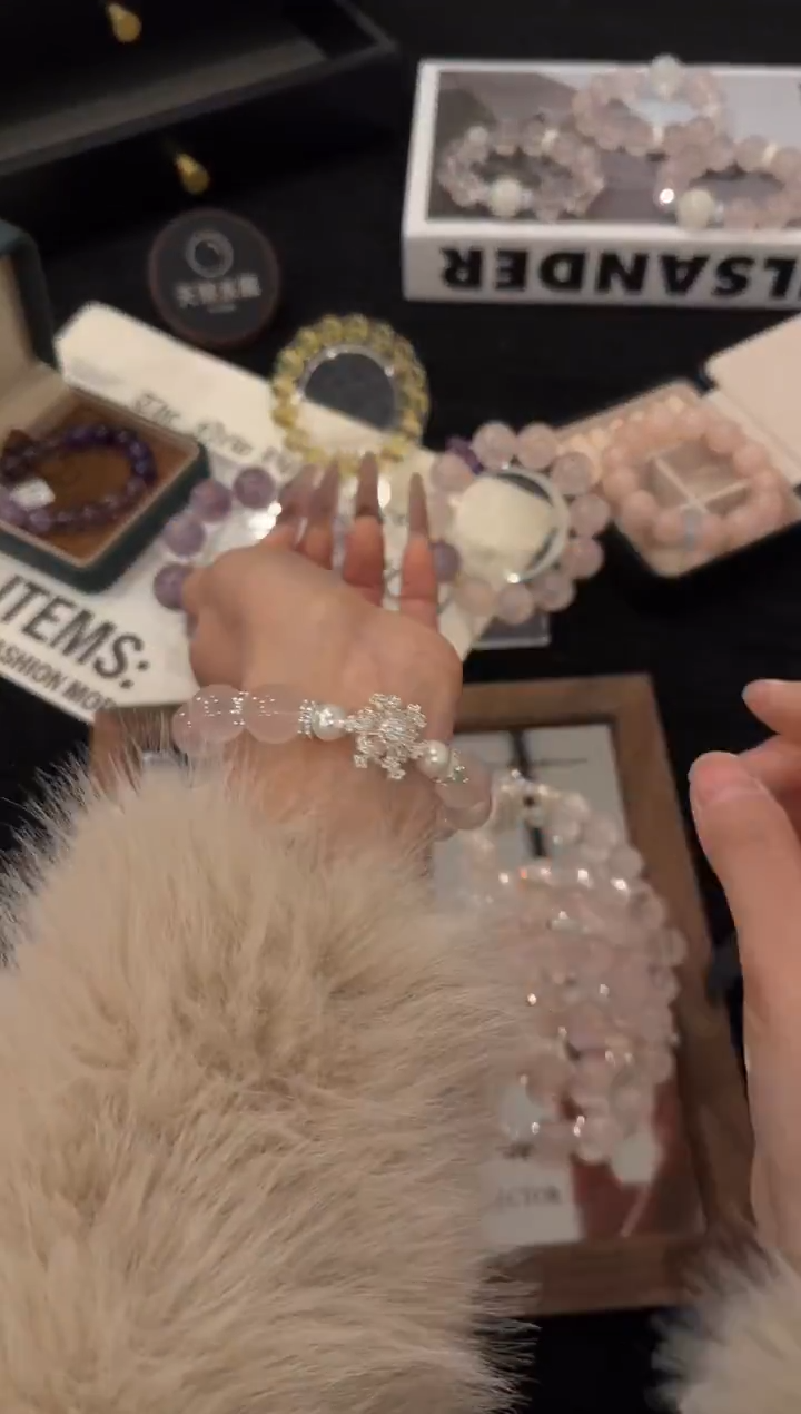 合金手链水晶粉水晶x3653