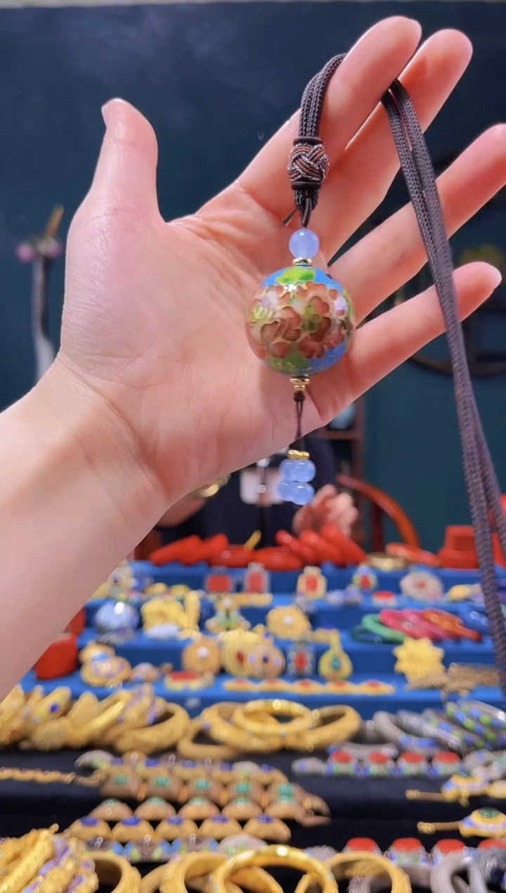 【闪购商品】景泰蓝3.0大珠项链天蓝色