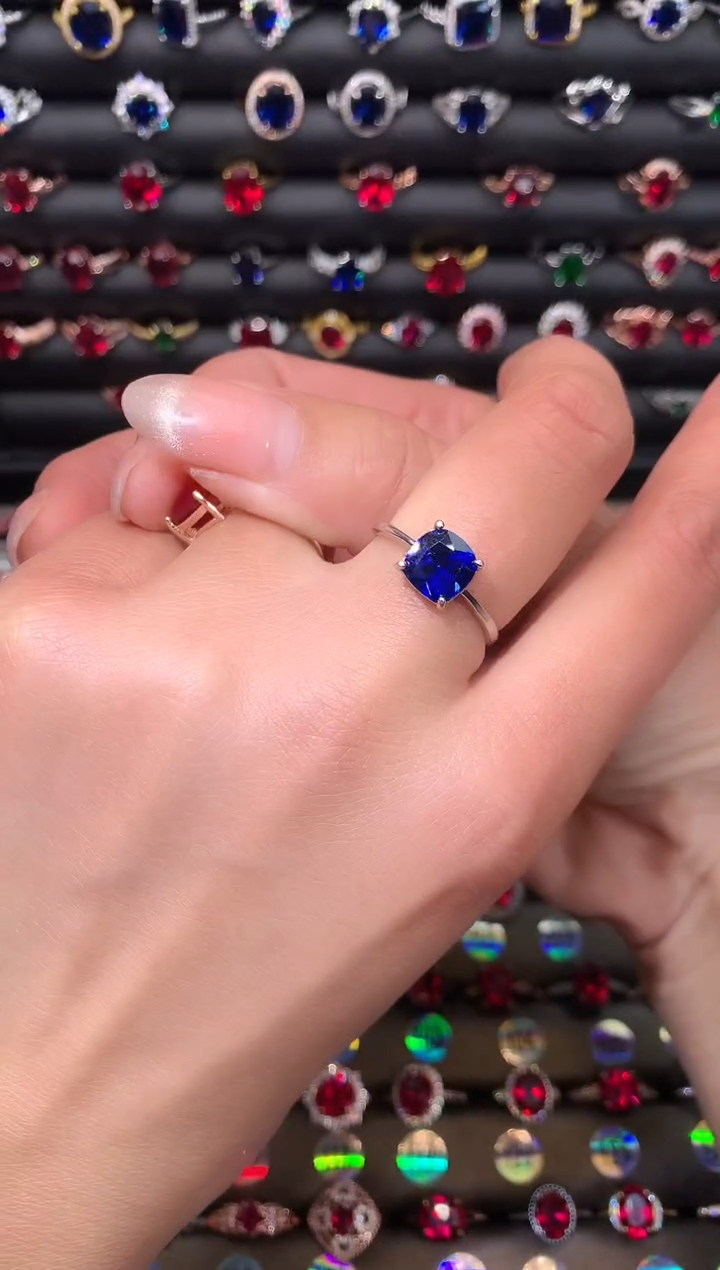 【闪购商品】蓝宝石戒指银S925镶嵌8