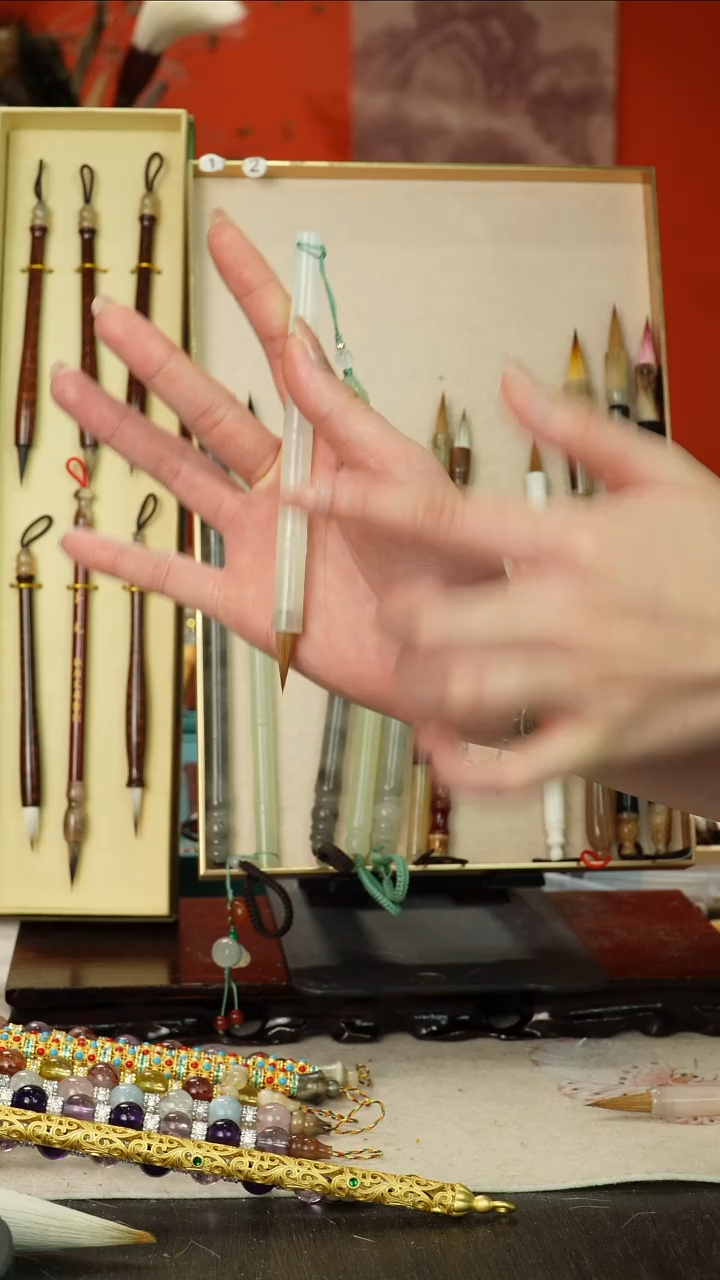 50号闪孤品高货毛笔链接 清水试笔 蘸墨不退