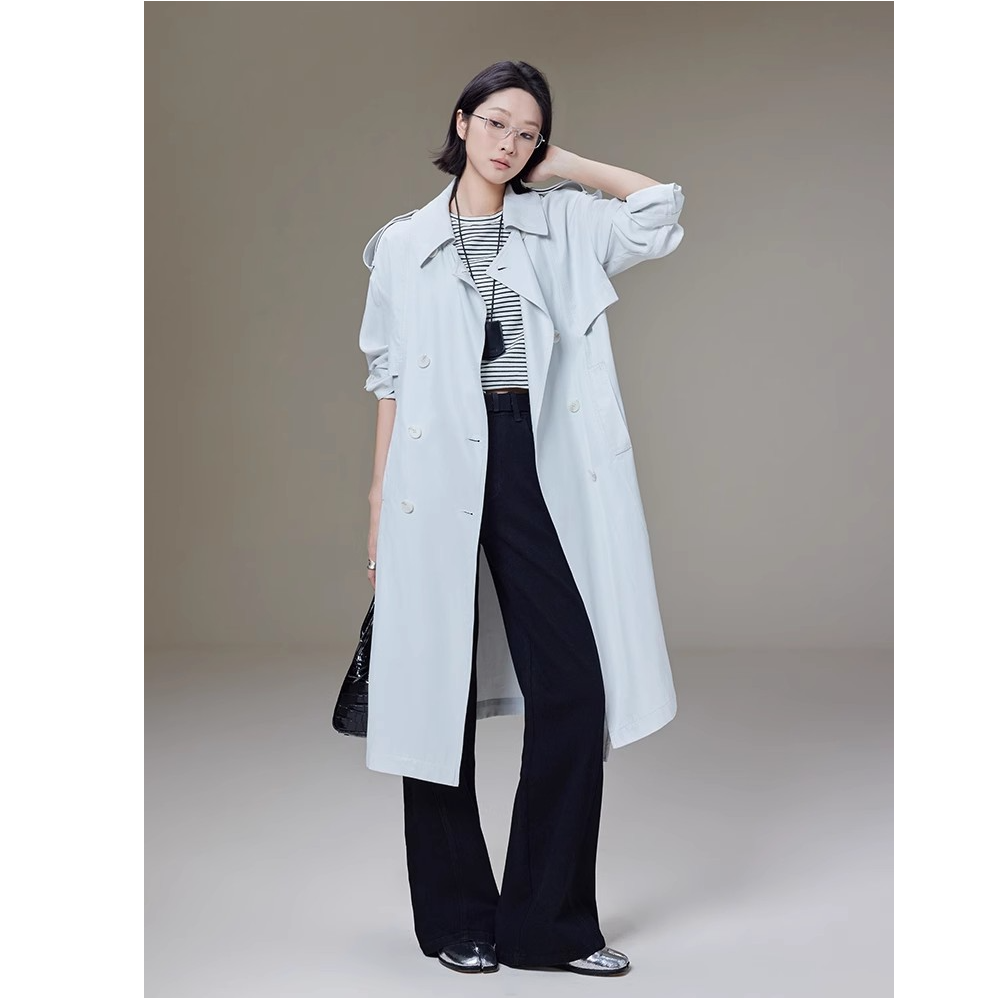 美洋MEIYANG【现货】北欧风衣 100+莱赛尔|可拆卸肩袢双排扣外套