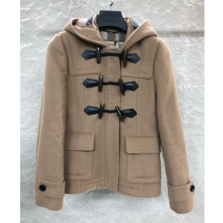 未使用 BURBERRY/博柏利 Burberry 牛角扣连帽短款夹克 卡其色UK8