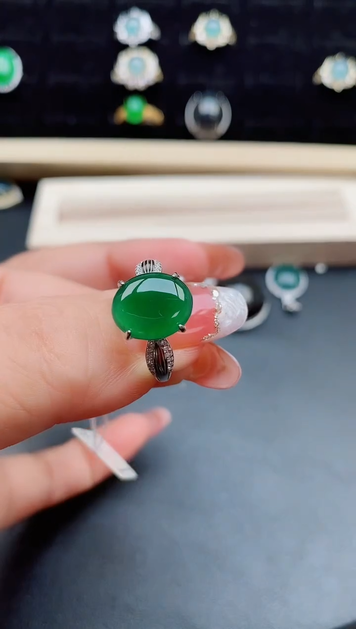 【闪购商品】翡翠戒指银S925镶嵌50800