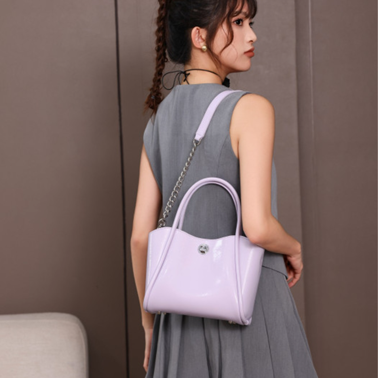 【RAIN.CUN】J-8428-紫色RAIN.CUN.百搭腋下斜跨女包