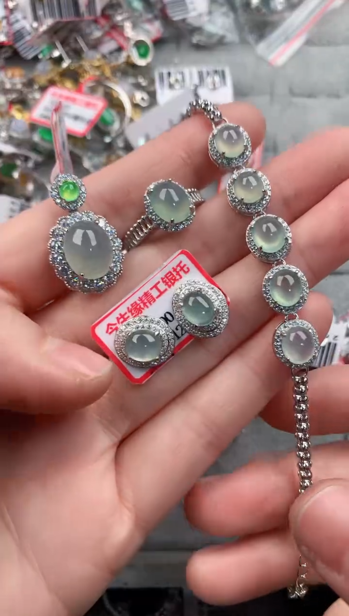 银S925镶嵌戒指翡翠666----7