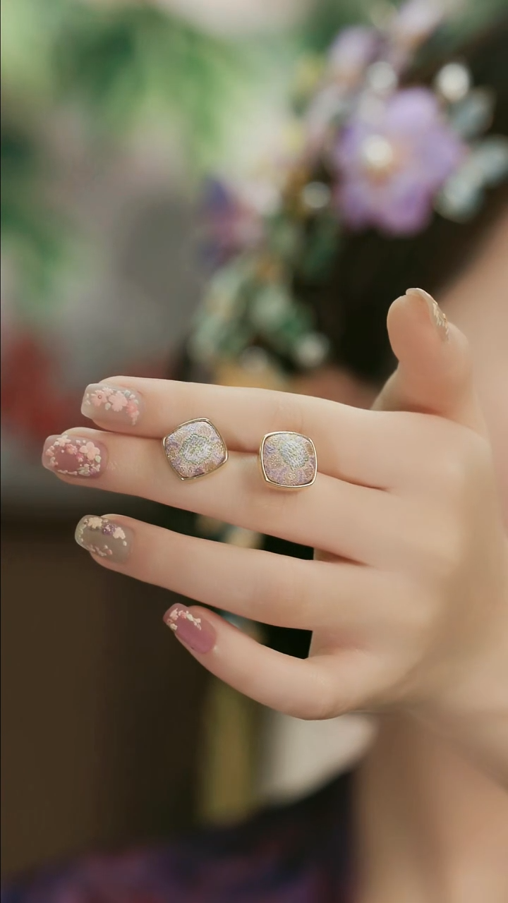 刺绣湘传礼名家宋锦耳钉925