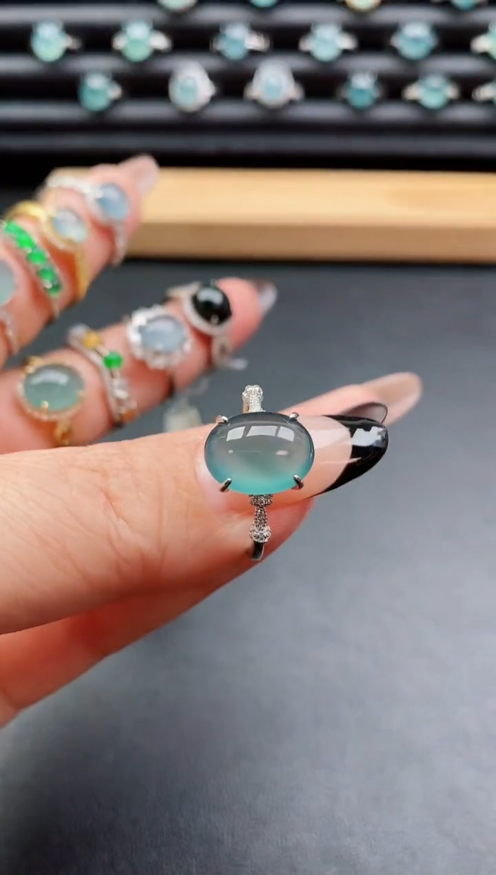 银S925镶嵌戒指翡翠1