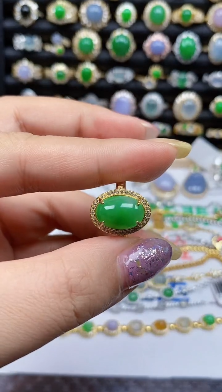 银S925镶嵌戒指翡翠4840