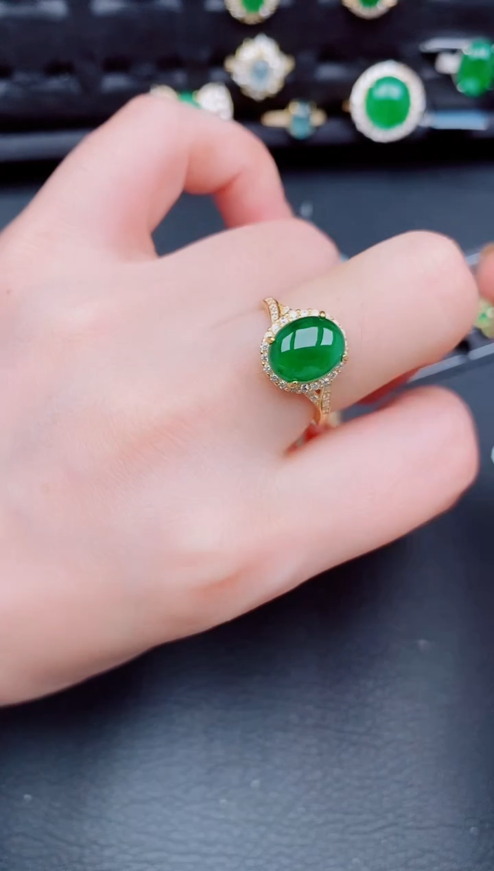 【闪购商品】翡翠戒指银S925镶嵌天然a货翡翠498