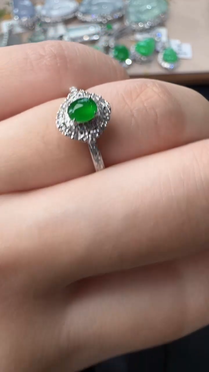 【闪购商品】翡翠戒指18K金镶嵌戒指33