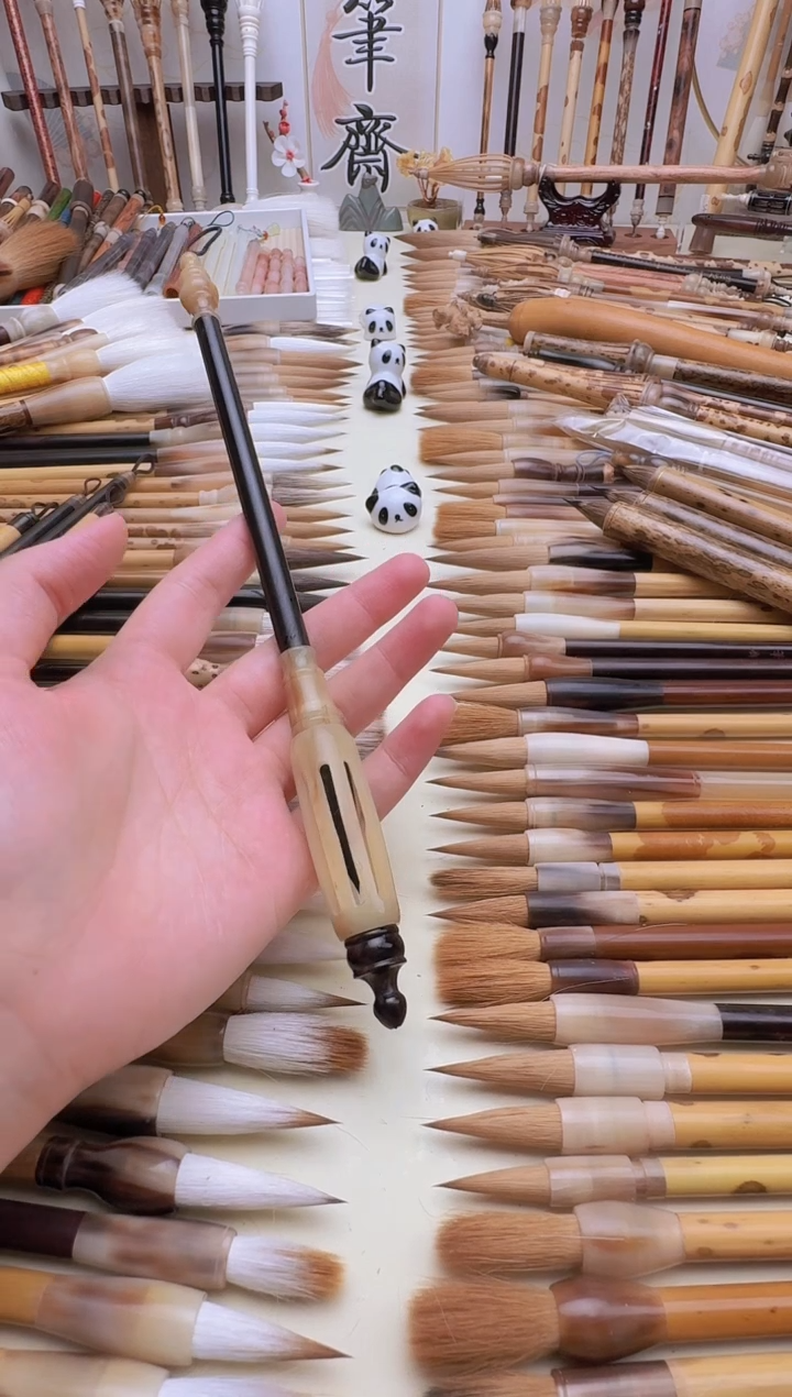 双十一福利 墨云承露 紫光檀宫灯帽款 纯黑狐毫 出峰3.5cm