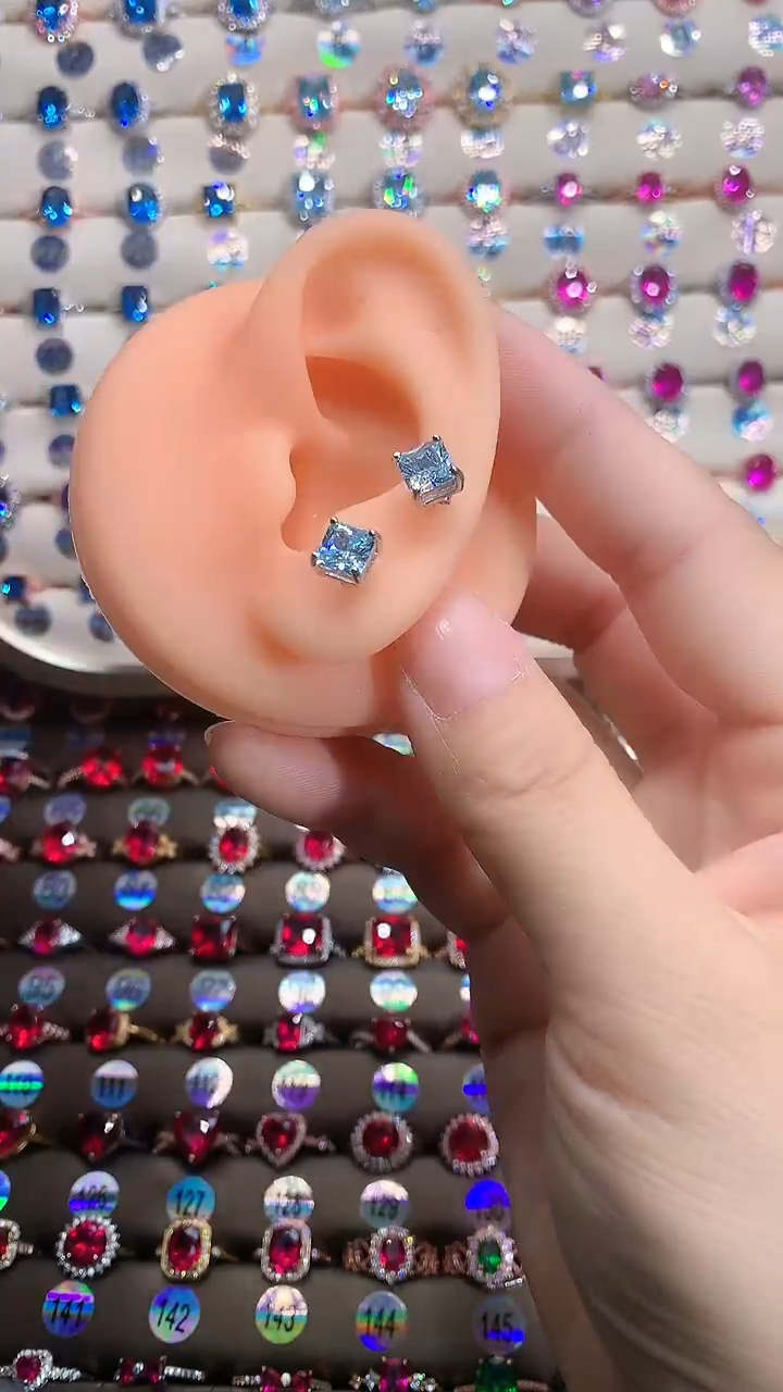 【闪购商品】海蓝宝石耳坠银S925镶嵌银色6