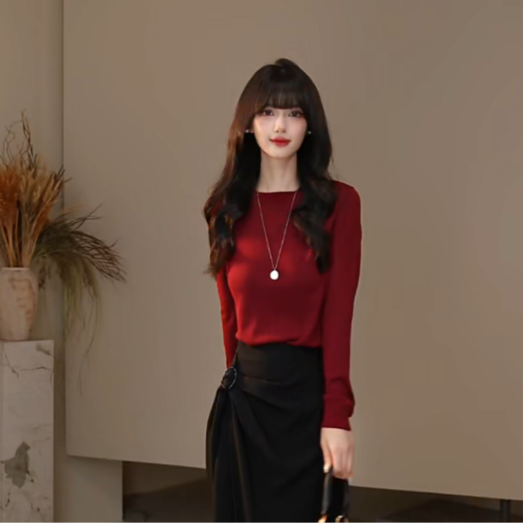 阿玛施 新款秋季套头长袖气质休闲风松弛感桑蚕丝毛衫女538097
